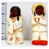 Pair vntg Native American 4in salt/pepper shakers