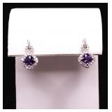 Pair amethyst dinner earrings, lab created