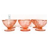 6 vntg pink depression cherry blossom sherbets