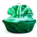 Green/white slag bunny on nest