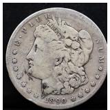 1890S Morgan silver dollar