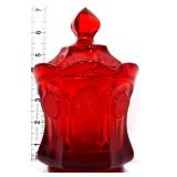 Fostoria red coin glass covered candy dish w/ lid
