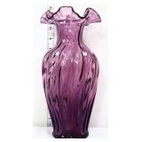 Fenton 12in amethyst spiral optic vase