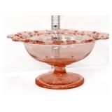 Vntg pink depression Old Colony footed bowl