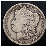 1890O Morgan silver dollar