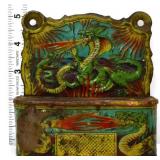 Vntg tin fire breathing drago match safe