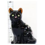 Fenton black cat with roses on back