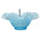 Fenton blue opalescent hobnail bowl