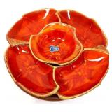 Vntg California Pottery brown lazy susan chip/dip