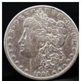 1901O Morgan silver dollar