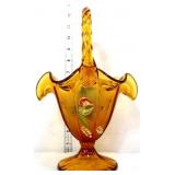 Fenton Autumn gold basket w/ leaves