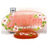 Fenton pink satin oval painted dealer plate