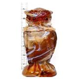 Vntg IG caramel slag owl covered jar