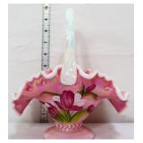 Fenton rosalene iridescent tulip basket