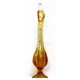MCM 11in amber 6 petal base swung vase