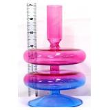 7in blue/pink stacked candle holder