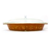Vntg Pyrex early American divided dish w lid