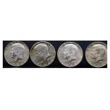 Lot of 4 40% silver Kennedy half dollars