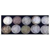 Lot of 10 barber half dollars