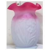 Fenton blue burmese 6in daffodil vase