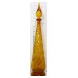 Vntg amber 27in genie bottle decanter