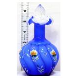 Fenton cobalt overlay swirl perfume bottle