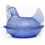 Vintage cornflower blue hen on nest