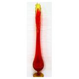 MCM 21in amberina thumbprint swung vase