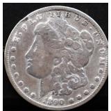 1890O Morgan silver dollar