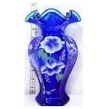 Fenton cobalt Celebration vase w/ flowers