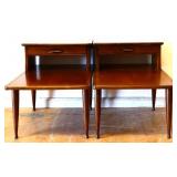 Pair MCM 1 drawer step end tables