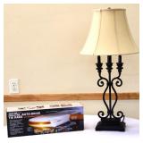 2 piece estate lot, inc lamp & tie rack