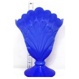 Fenton 8in periwinkle slag plume fan vase