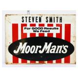 Vntg metal 20x14 Moor Mans adv sign