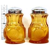 Fostoria amber coin glass salt/pepper set