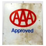 Vntg metal dbl side 24x26 AAA adv sign