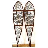 Pair vintage wood snow shoes