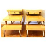 Pair MCM blonde step end tables see pics