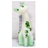 Fenton 12in white/green shamrock alley cat