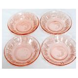 4 vntg pink depression cabbage rose 5in bowls