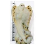 Fenton 8in satin radiant angel figure w/ holly