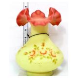 Fenton burmese 8in vase with roses