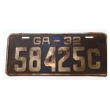 1932 Georgia license plate