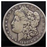 1890O Morgan silver dollar