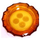 Fostoria 8in amber coin glass ashtray