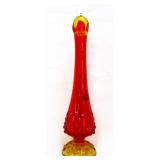 Fenton 11in amberina hobnail swung vase