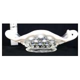 Moonstone hobnail 2 handle dish