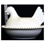 Vintage Indiana Glass milk glass hen on nest