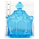 Fostoria aqua blue coin glass covered candy jar