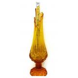 Vntg amber 13.5in moon & stars swung vase